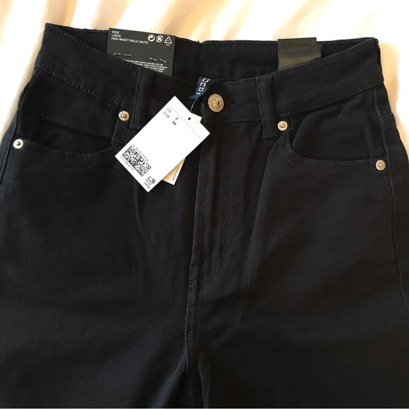 H&M Divided High Rise Wide Leg Black Jeans NWT - Picture 8 of 16